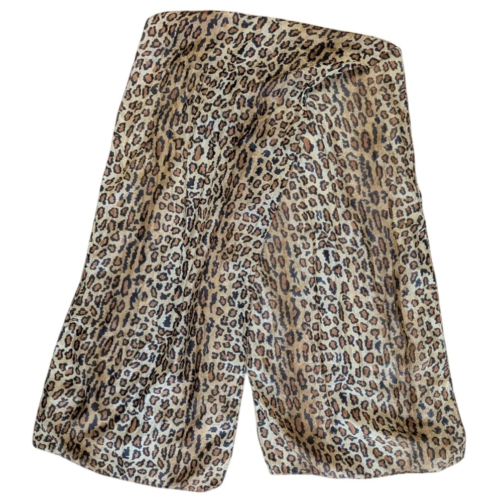 Vintage Cybele‎ 100% Silk Leopard Print Scarf Head Cover Animal Print